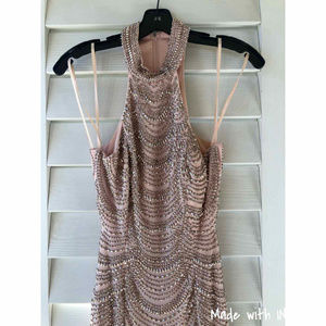 Peach / Light Pink Beaded Gown Backless